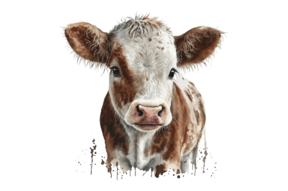 Download Watercolor Baby Cow Clipart Png Design - Premium Resources