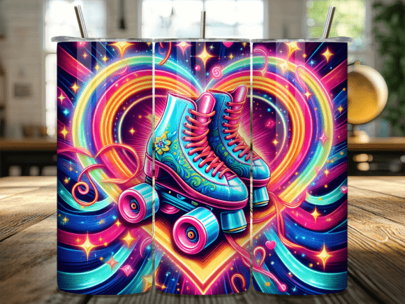 Download Retro Rainbow Roller Skate Tumbler Wrap - Premium Bundle