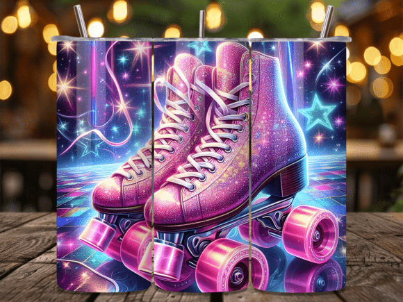Download Glitter Pink Roller Skate Tumbler Wrap - Premium Bundle