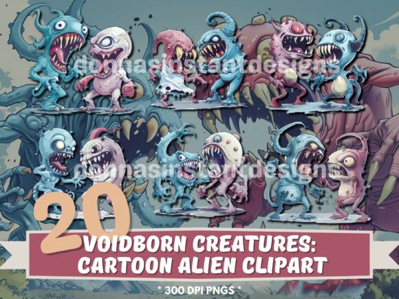 Download 20x Cartoon Dark Space Alien Clipart - Premium Resources