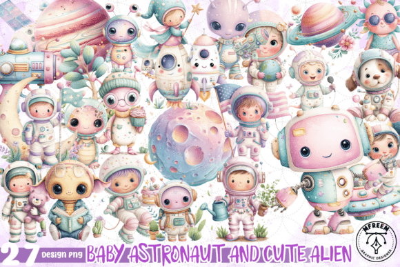 Download Baby Astronaut and Cute Alien Clipart - Premium Resources