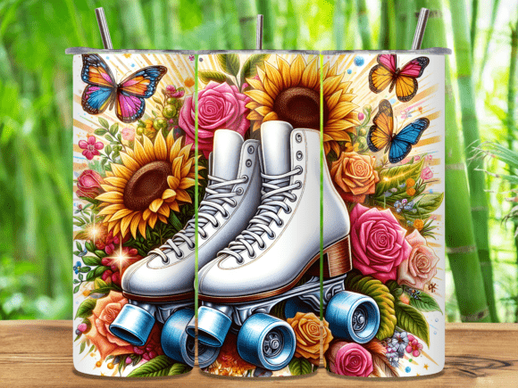 Download Floral Sunflower Roller Skate Tumbler - Premium Resources